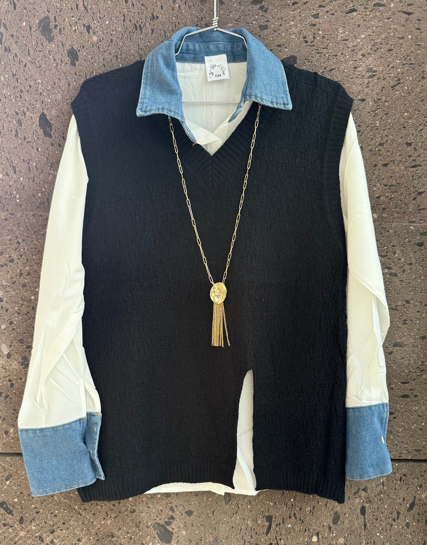 Camisa Denim chaleco negro