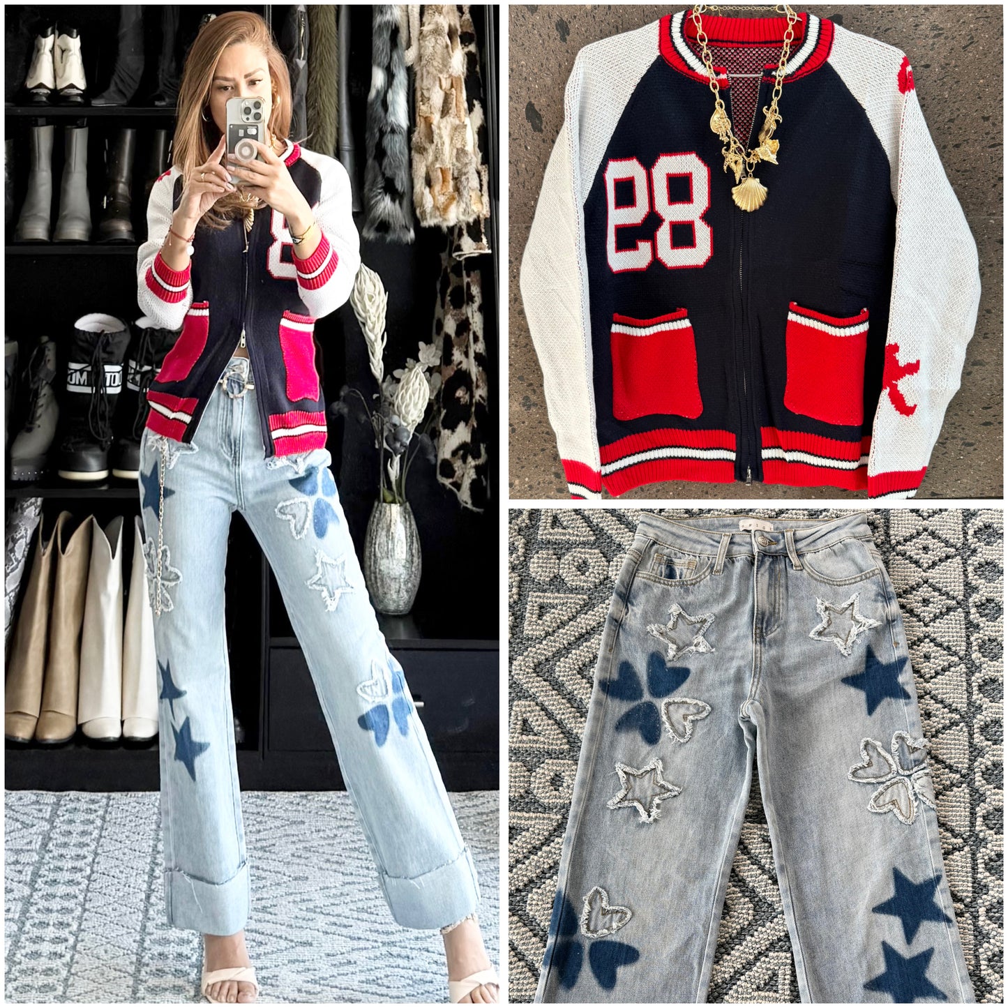 Sweter 89 navy rojo