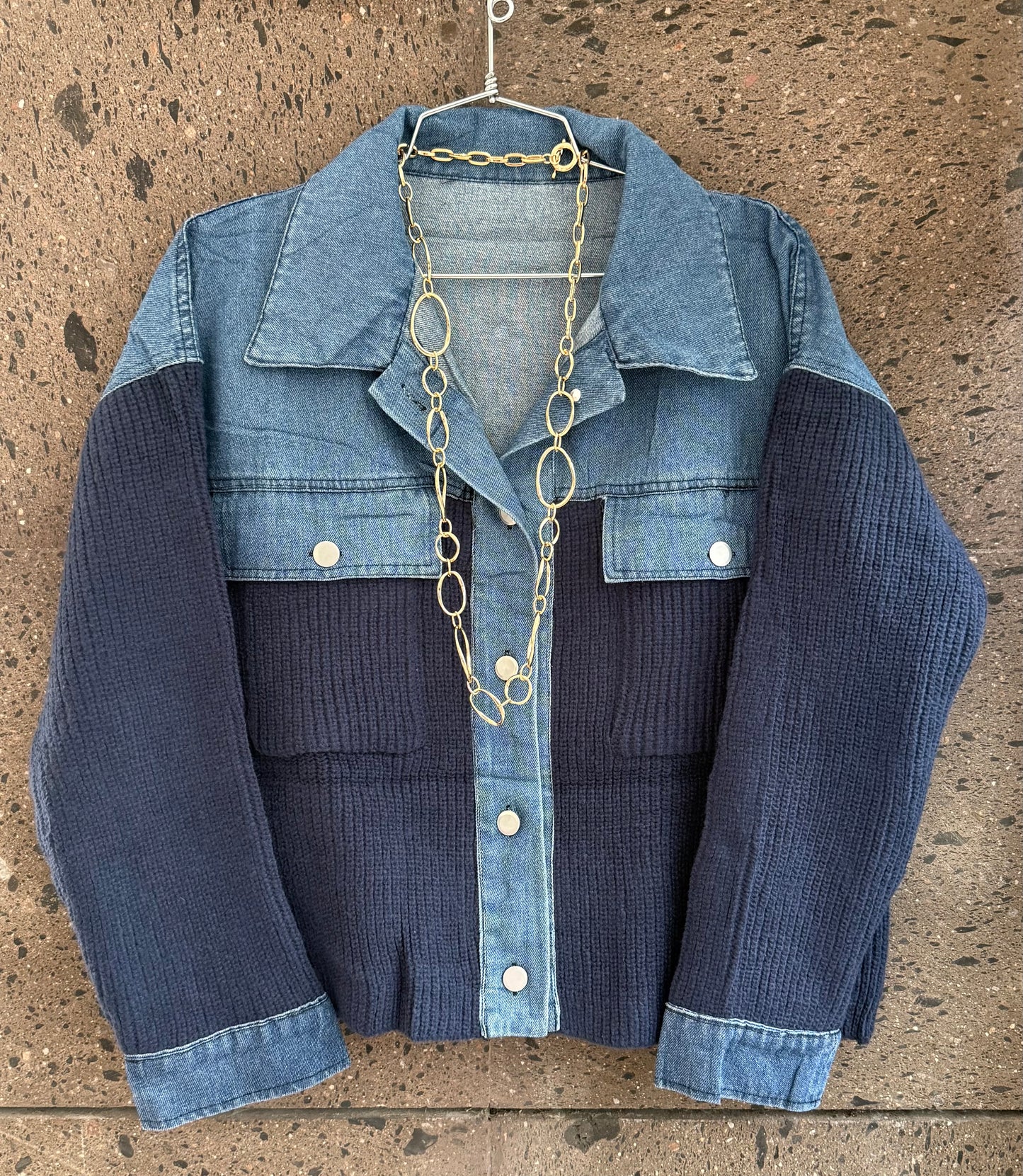 Sweter chamarra solapa Denim navy