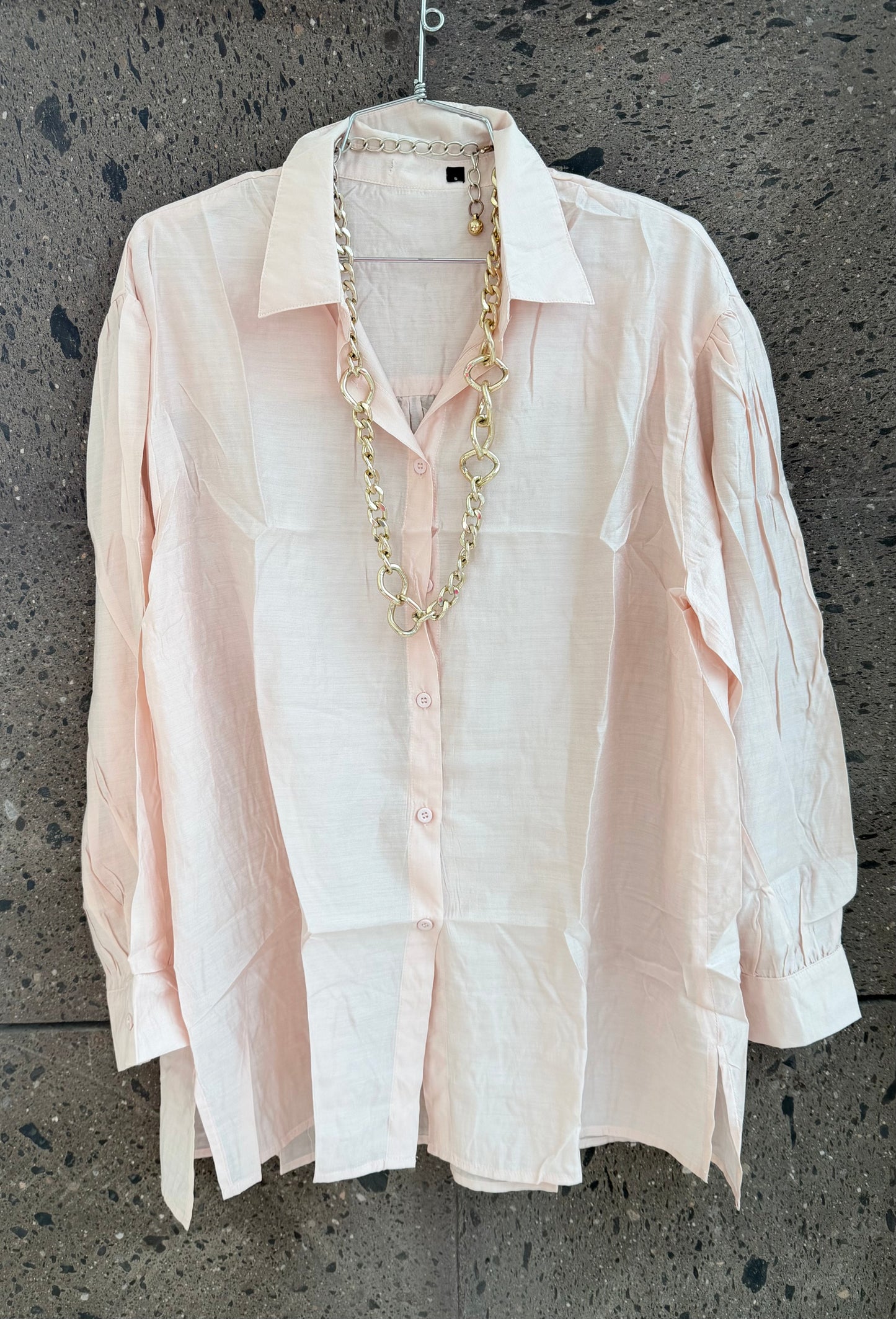 Camisa larga seda baby Pink