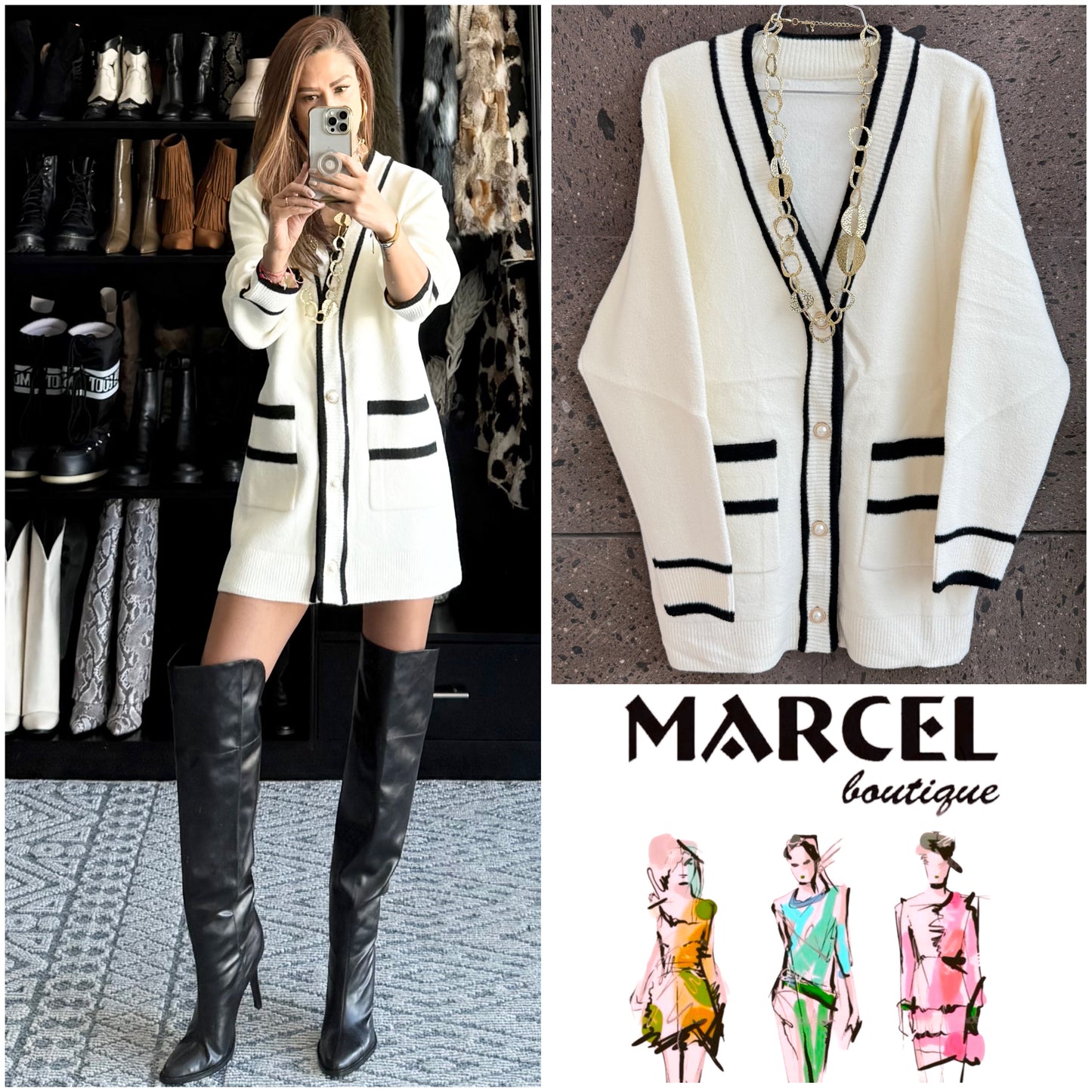 Sweter largo perla perla
