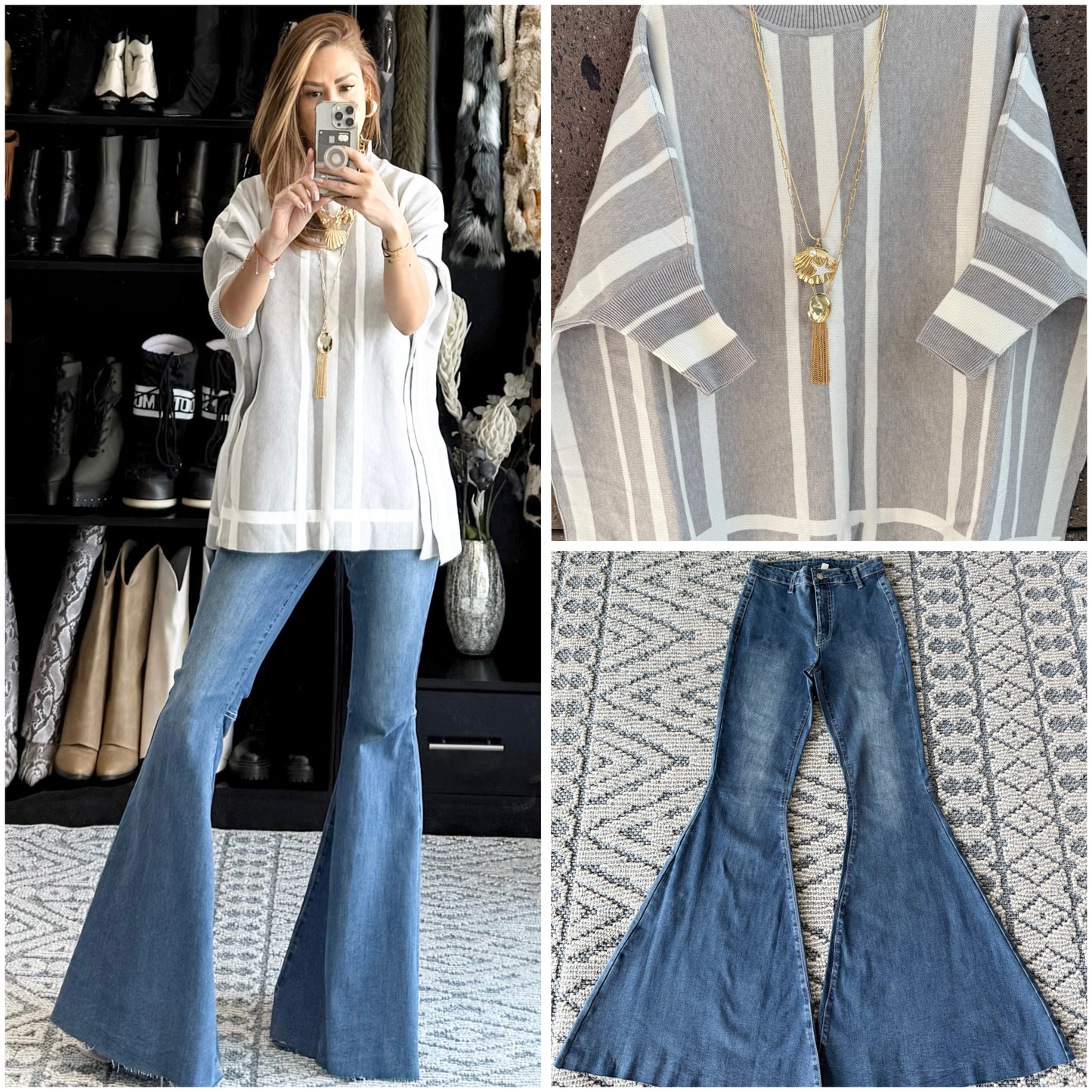 Sweter largo gris