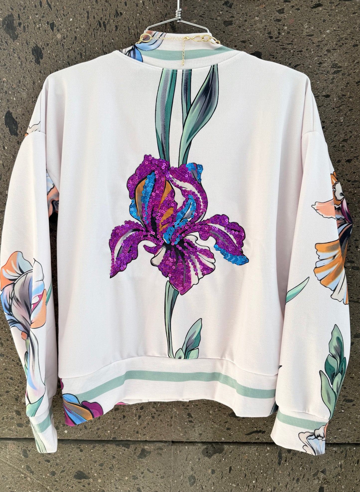 Bomber jacket orquídea lentejuela
