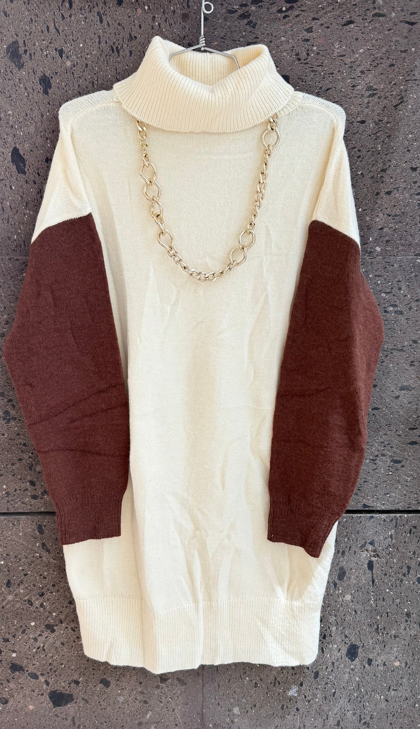 Sweter largo beige capuchino
