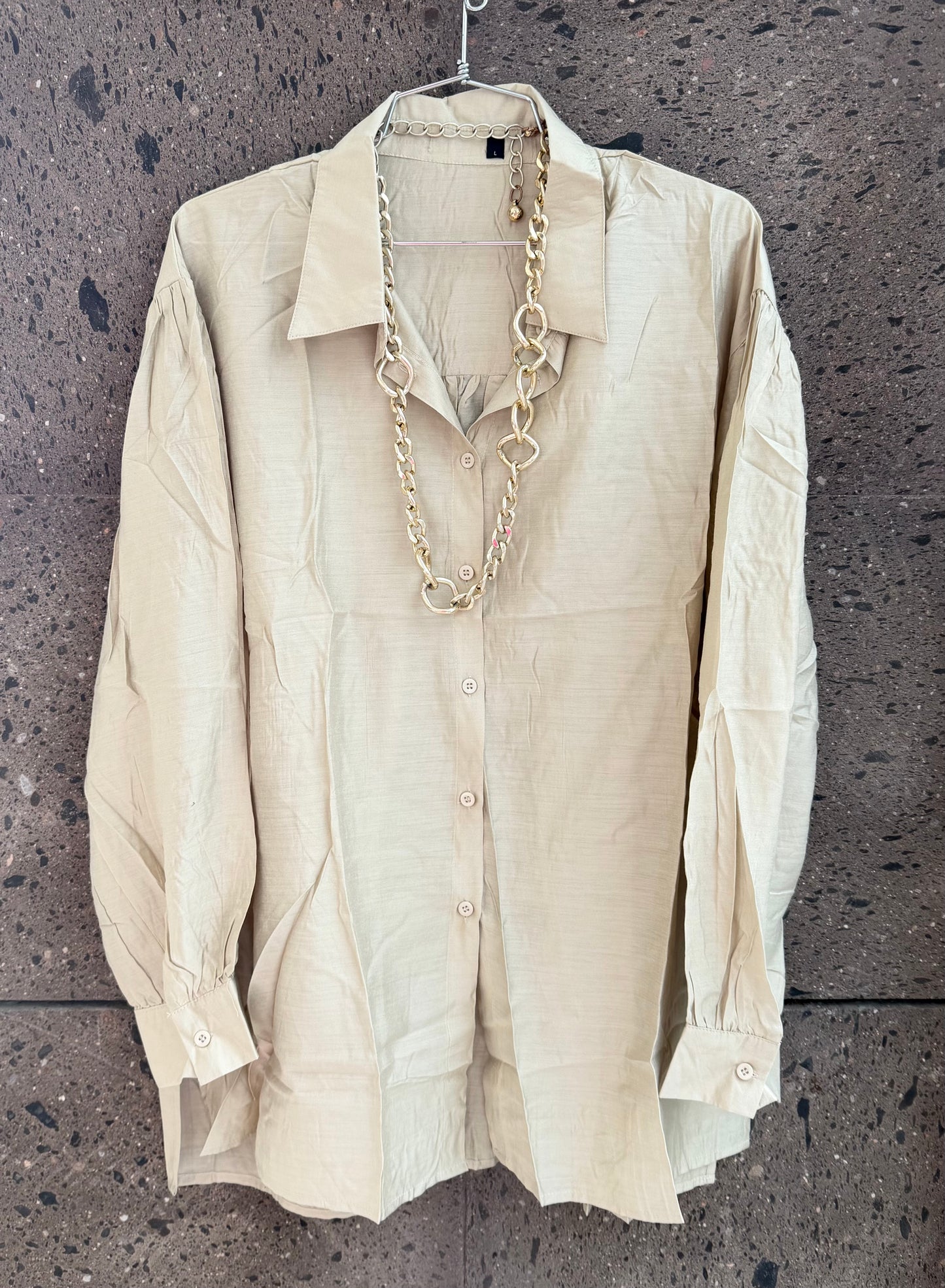 Camisa larga seda mocha