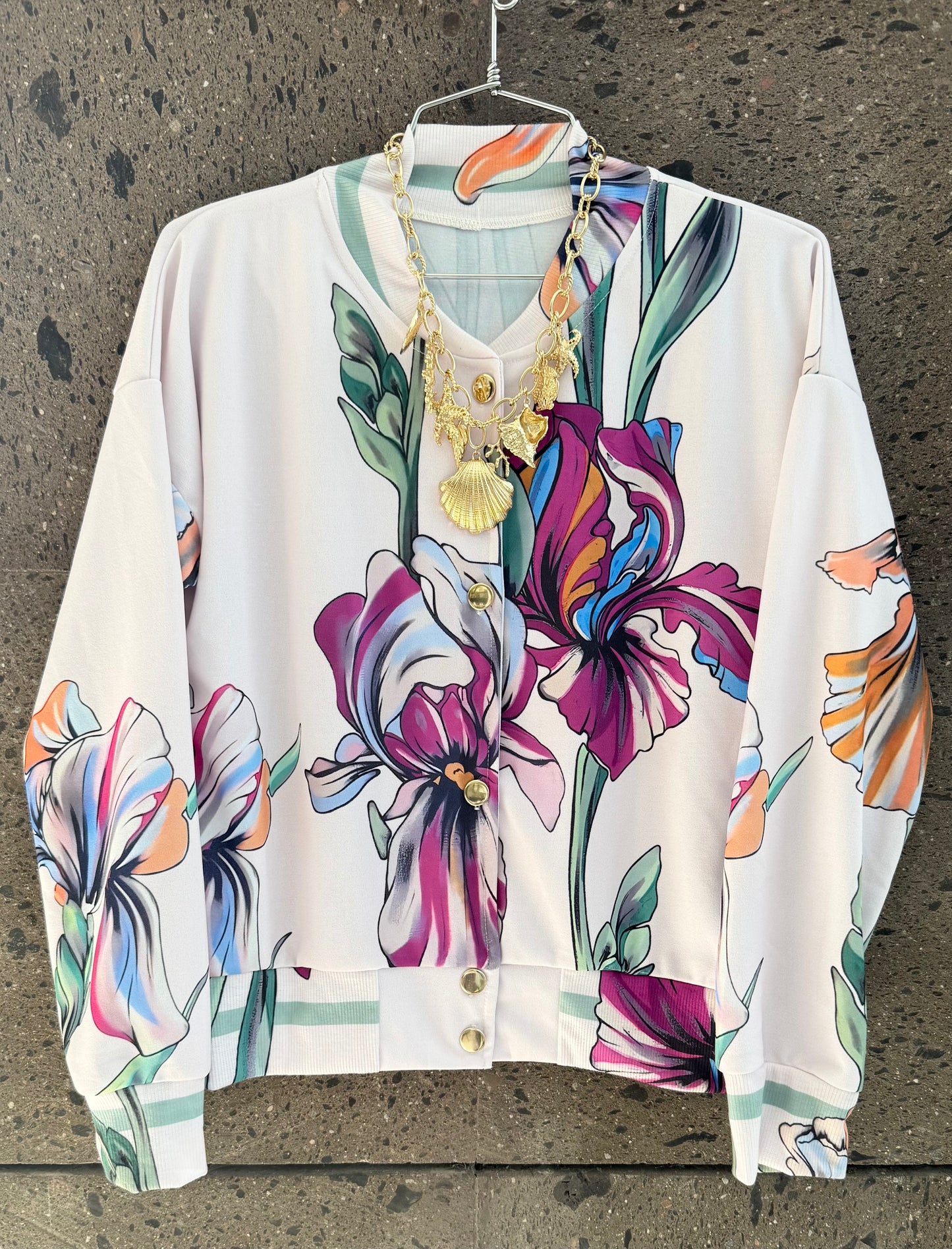 Bomber jacket orquídea lentejuela