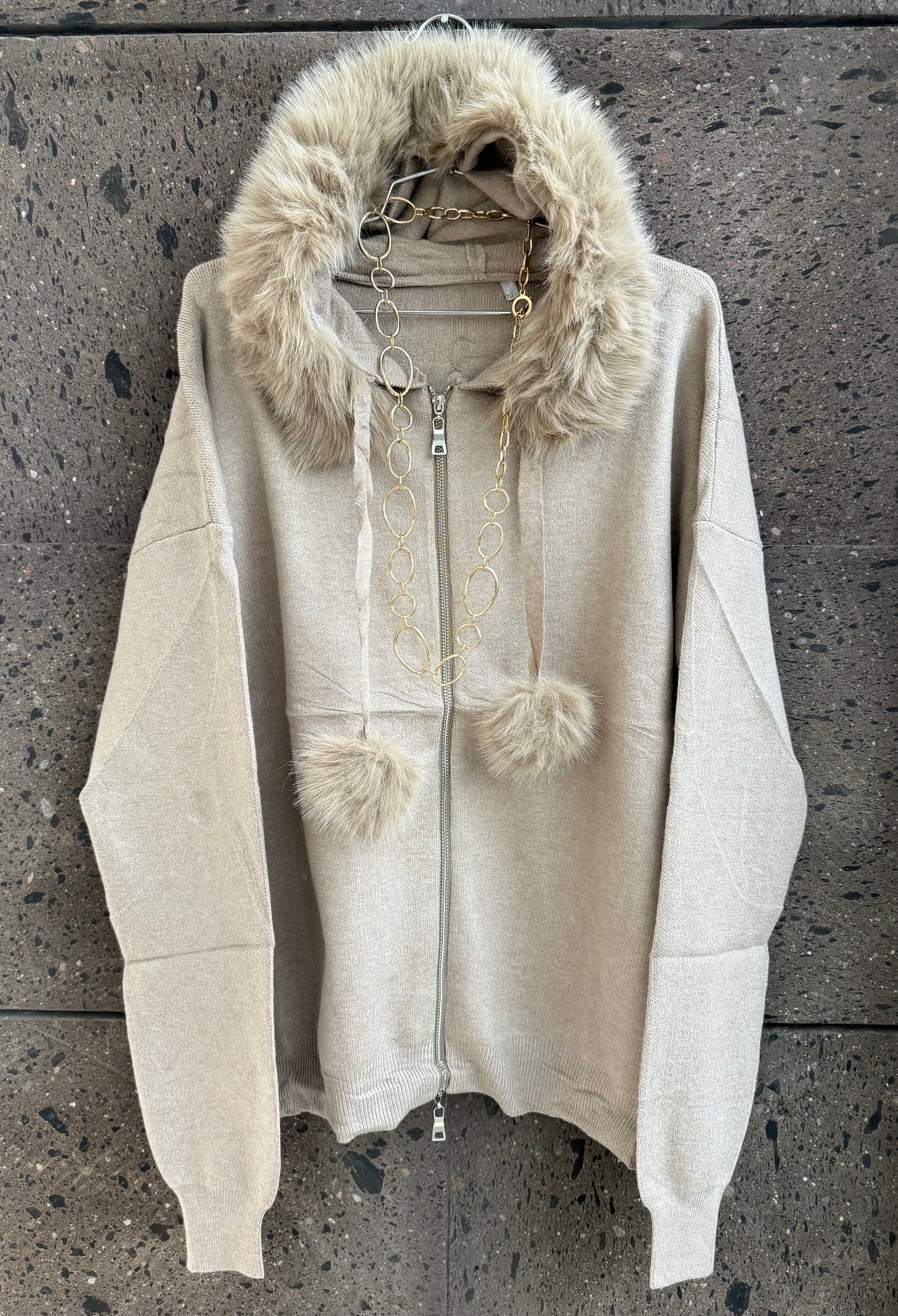 Sweter gorro beige