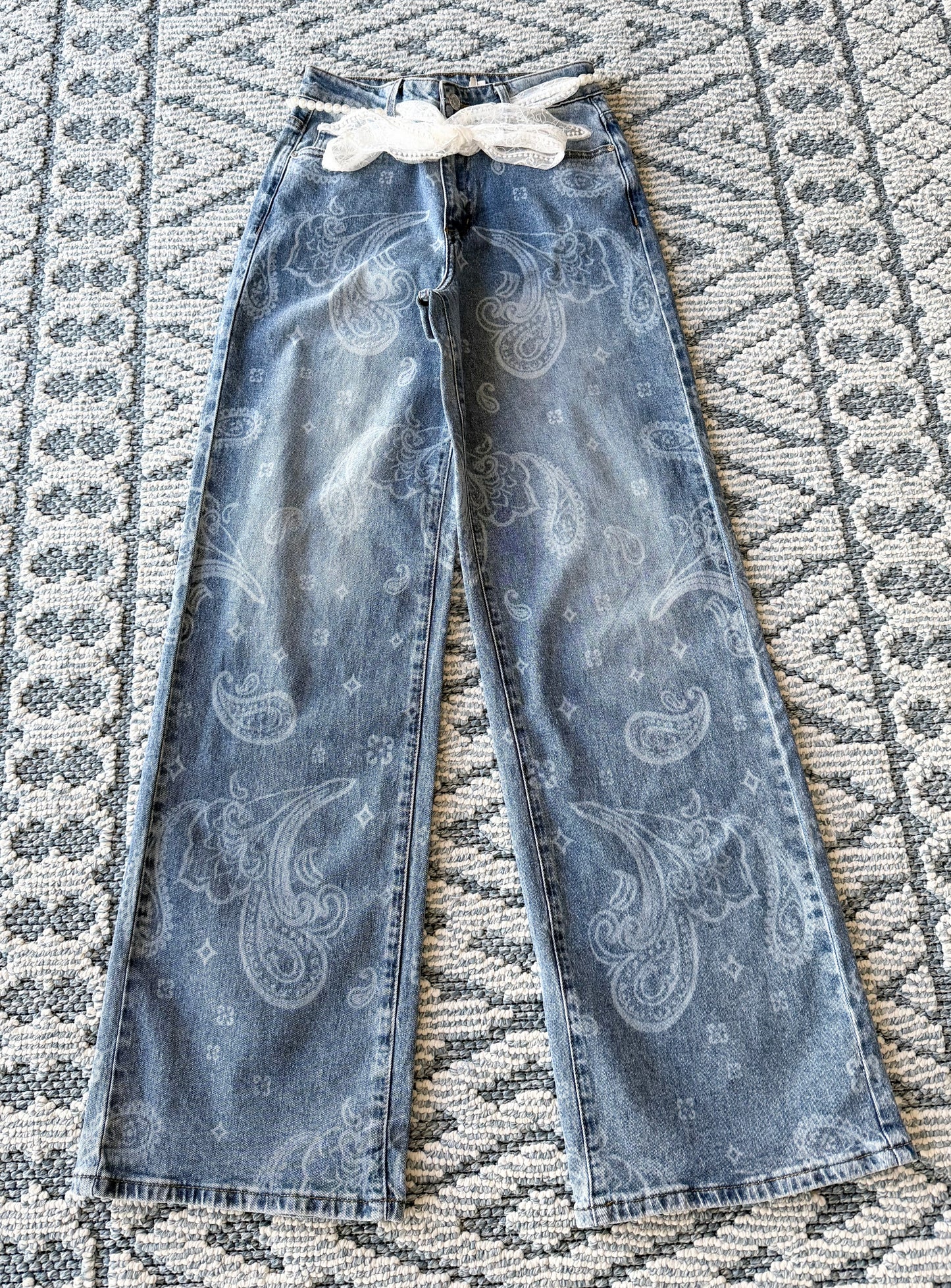 Jeans stretch paisley mascada