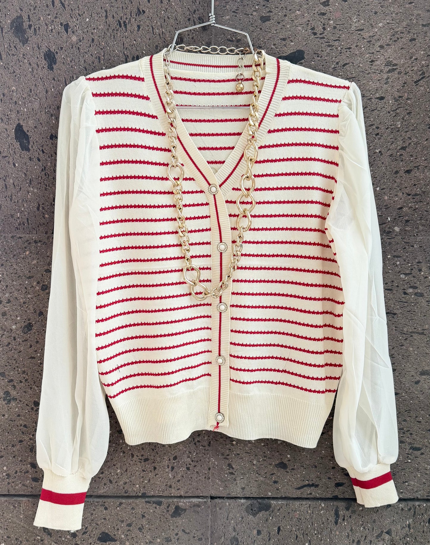 Blusa manga gasa rojo