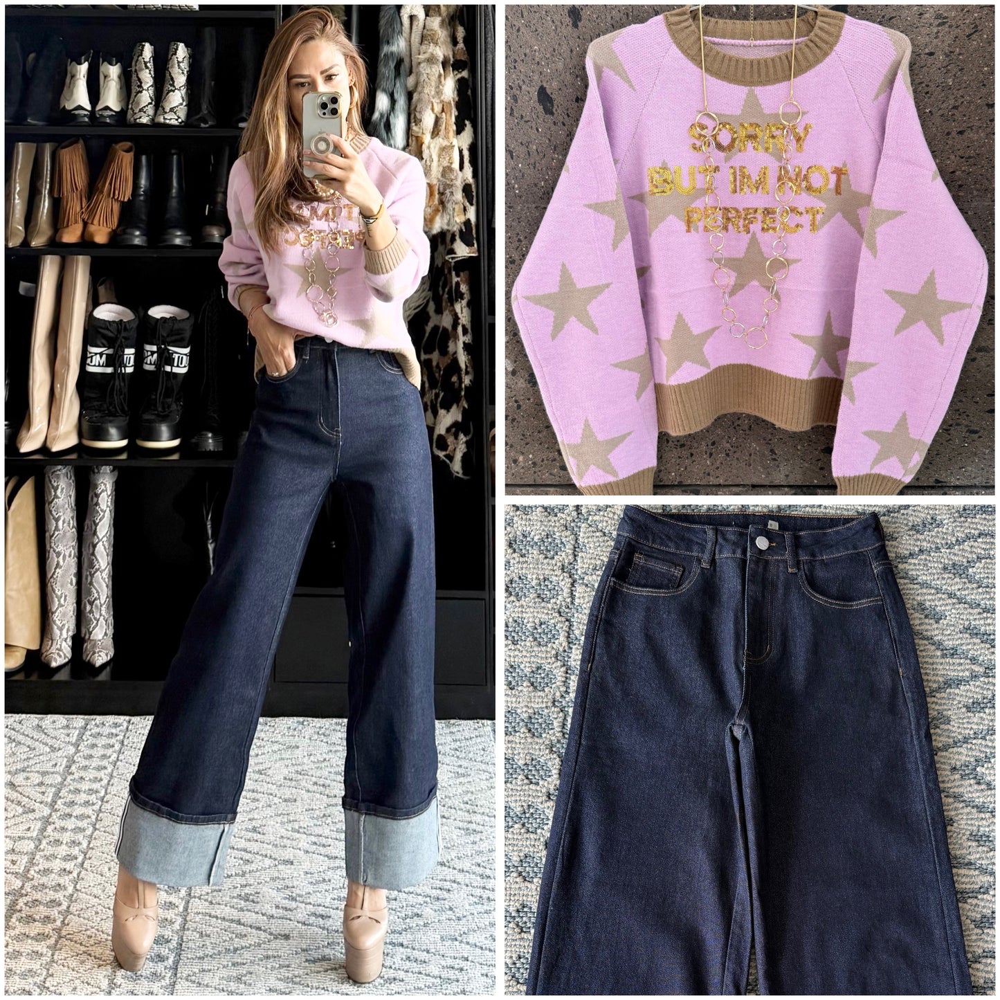 Sweter estrella palo de rosa