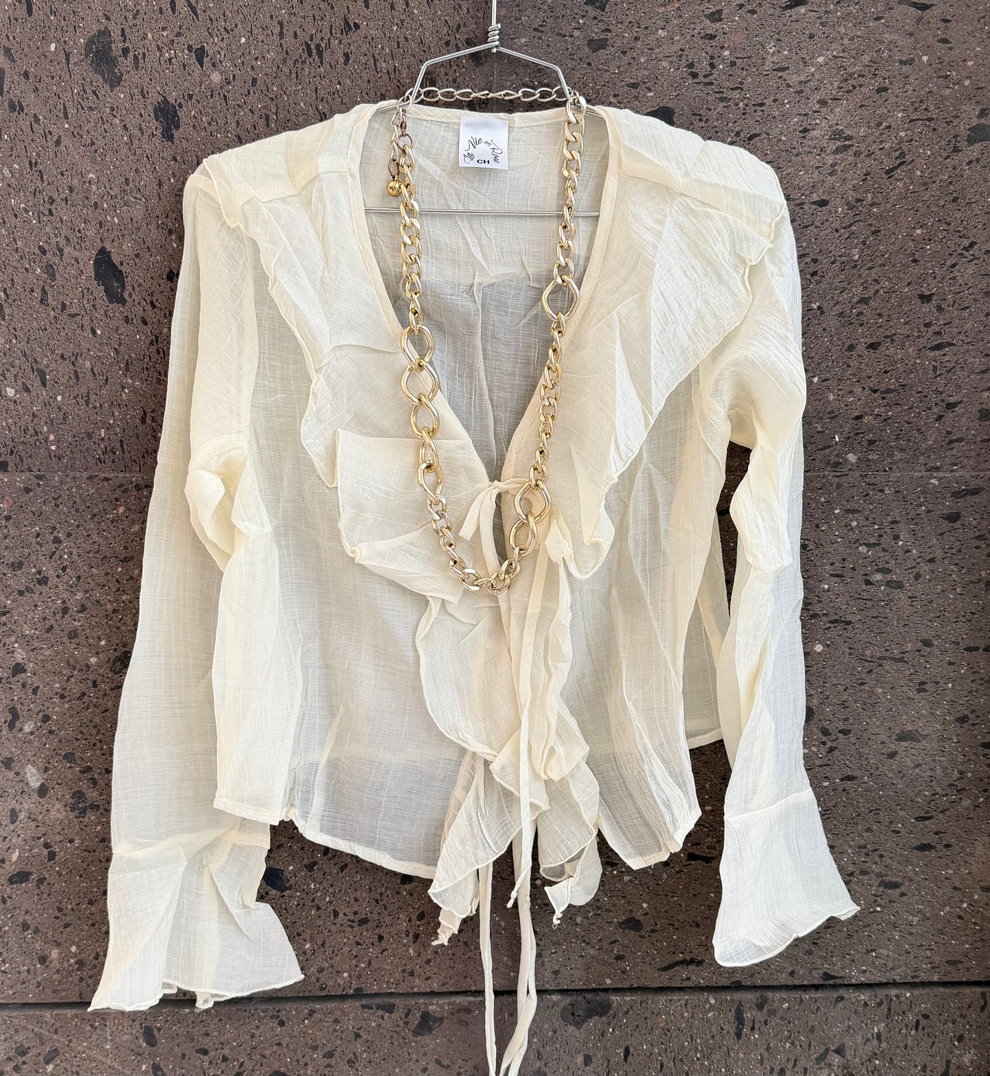Blusa boho gasa marfil
