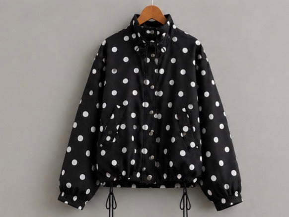 Bomber polka satinada negra