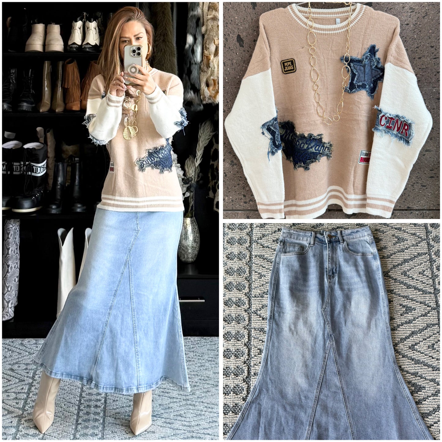 Sweter estrella Denim beige