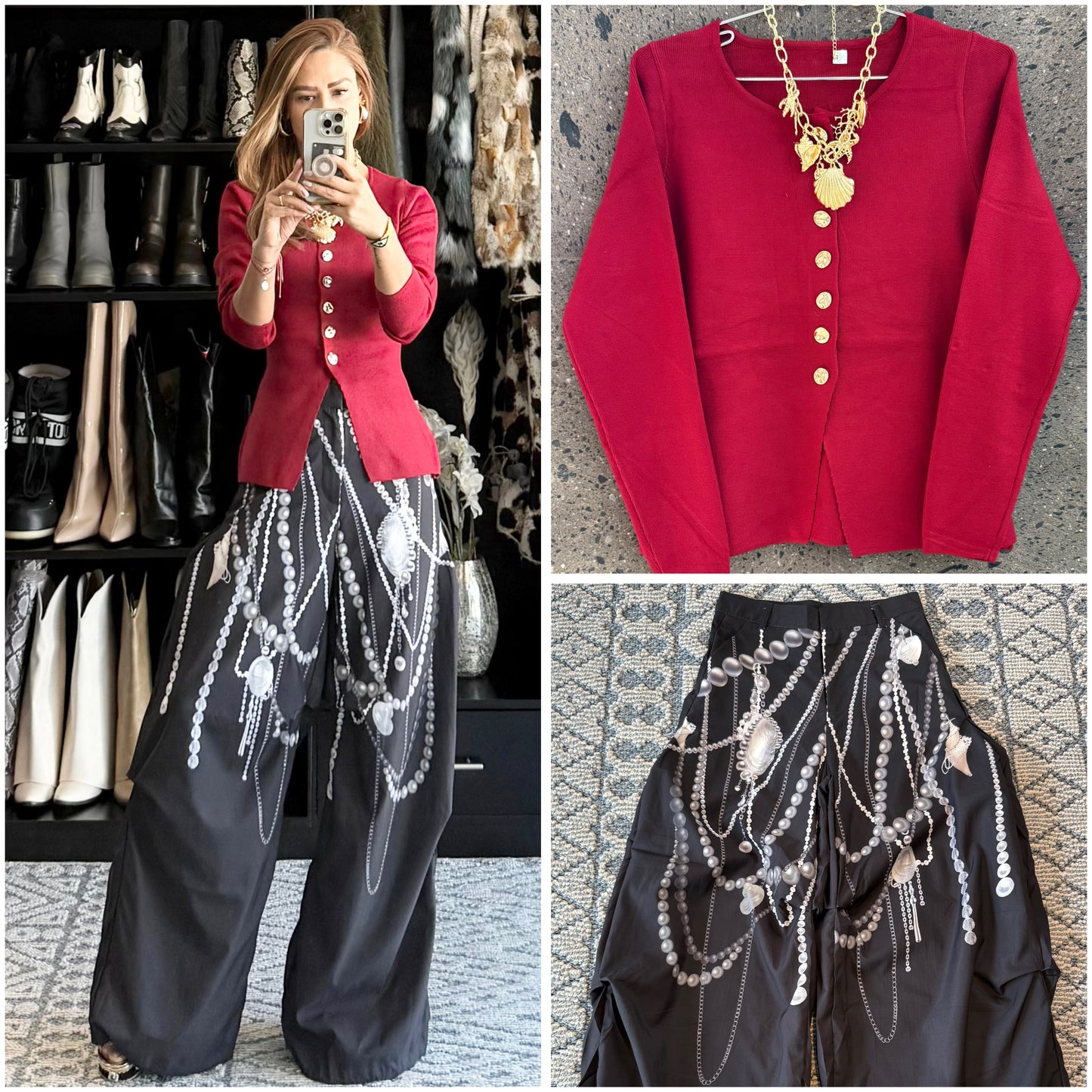 Sweter botón rojo