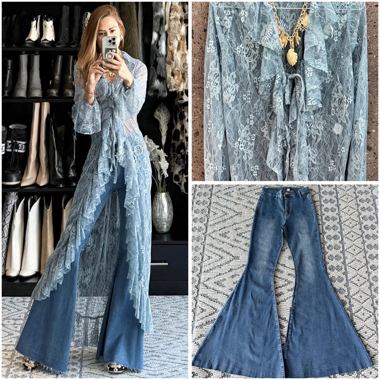 Jeans súper flare campana stretch
