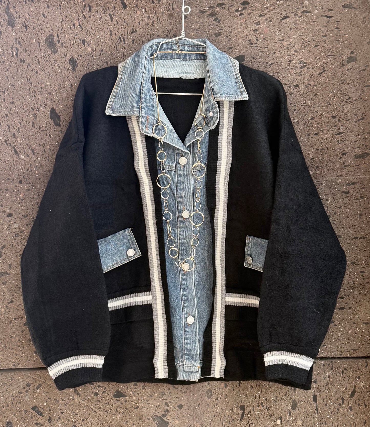 Sweter chamarra Denim negro