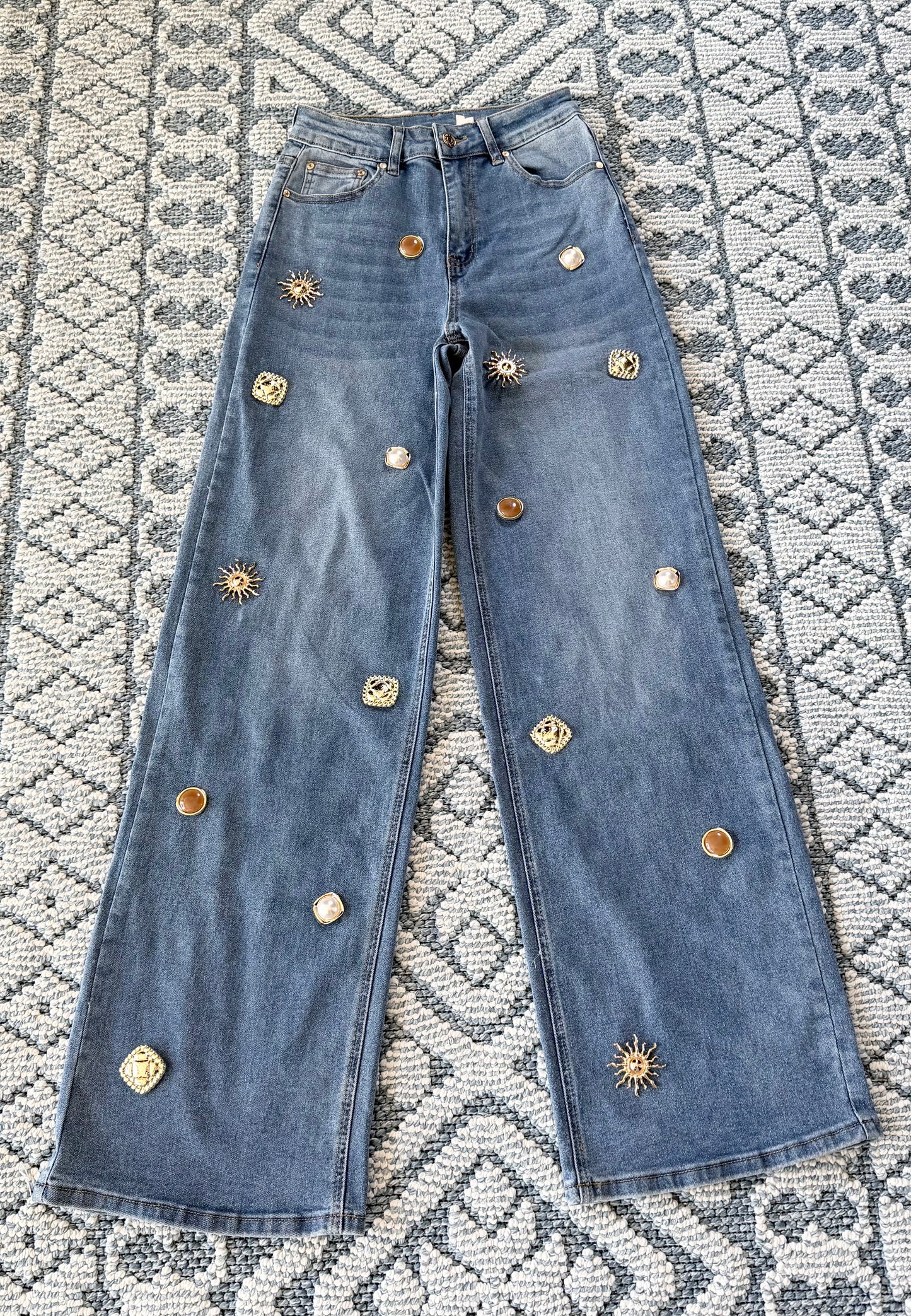 Jeans stretch broches dorados