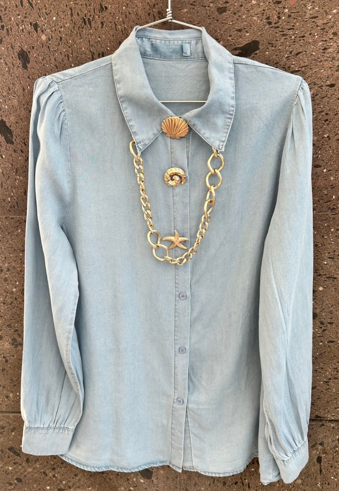 Camisa Denim botones clara