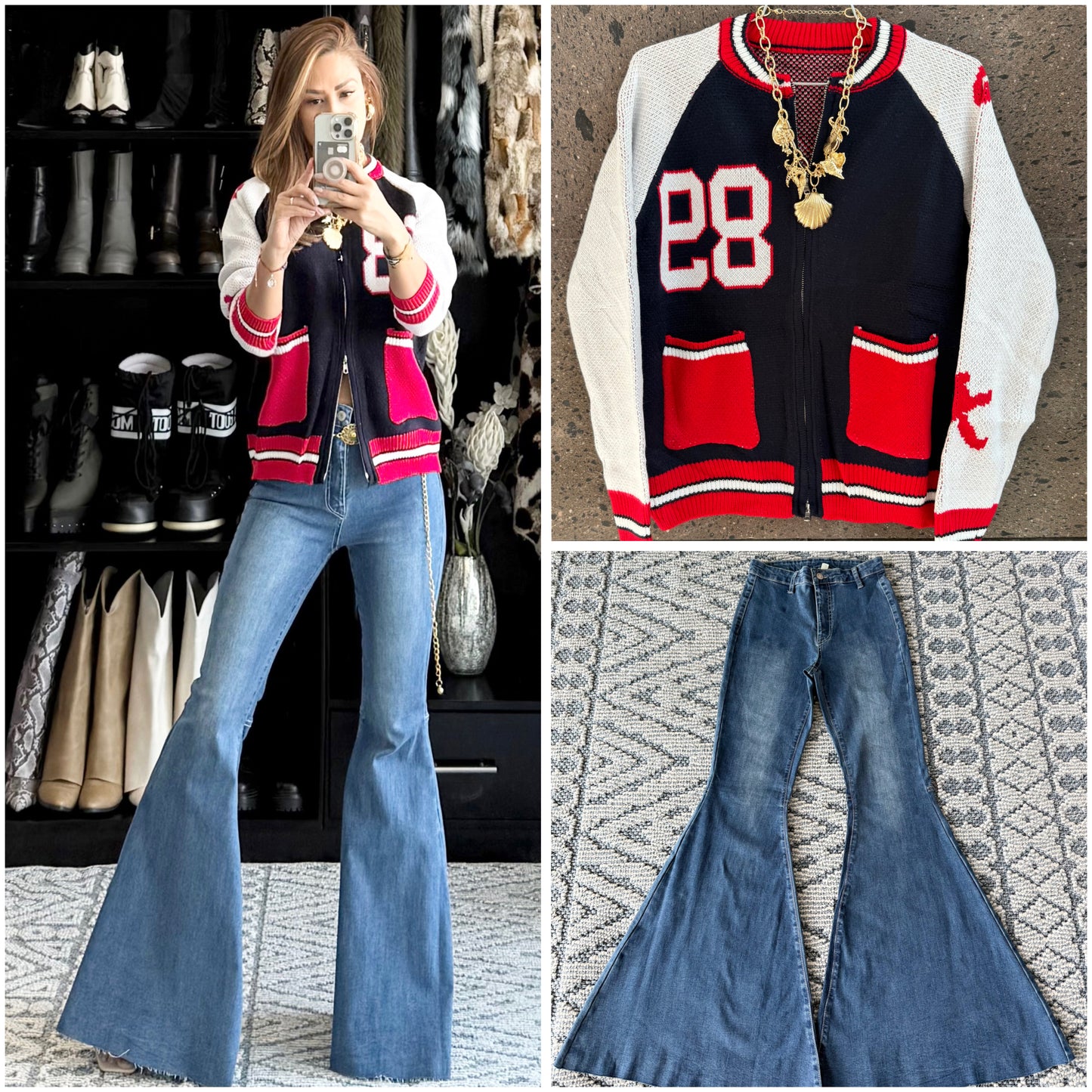 Sweter 89 navy rojo