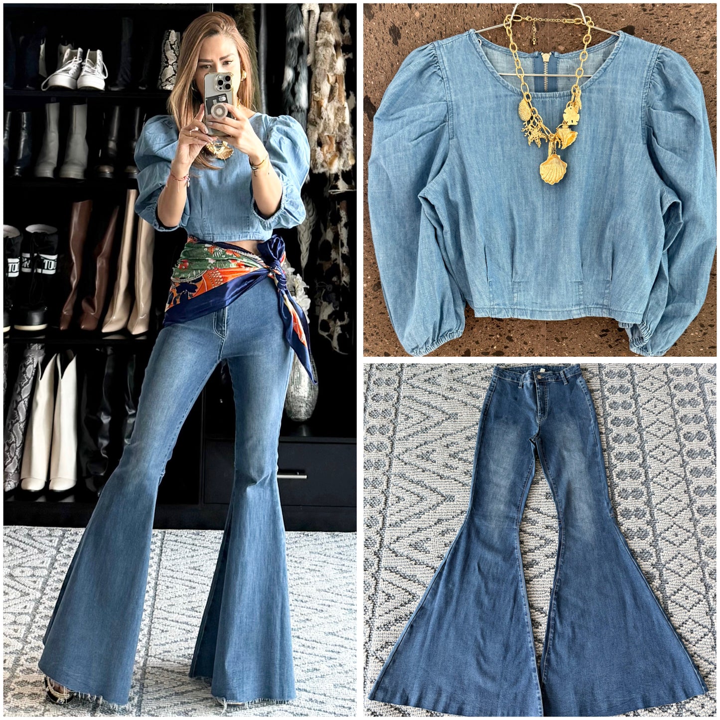 Blusa Denim oscura