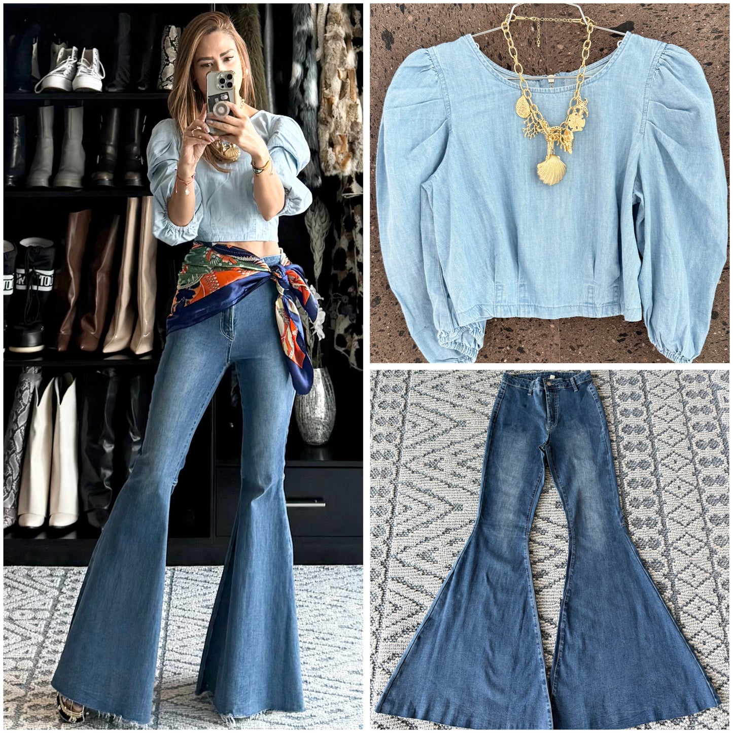Blusa Denim clara