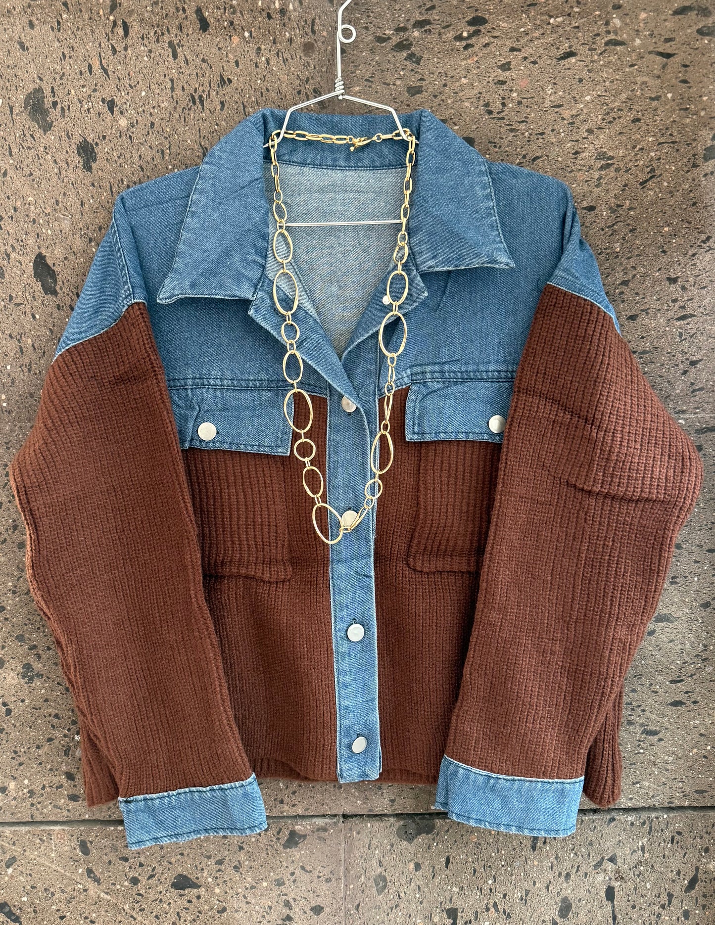 Sweter chamarra solapa Denim chocolate