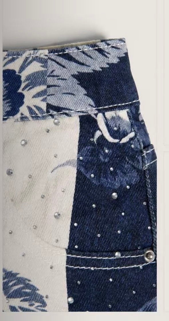 Jeans flores Blue