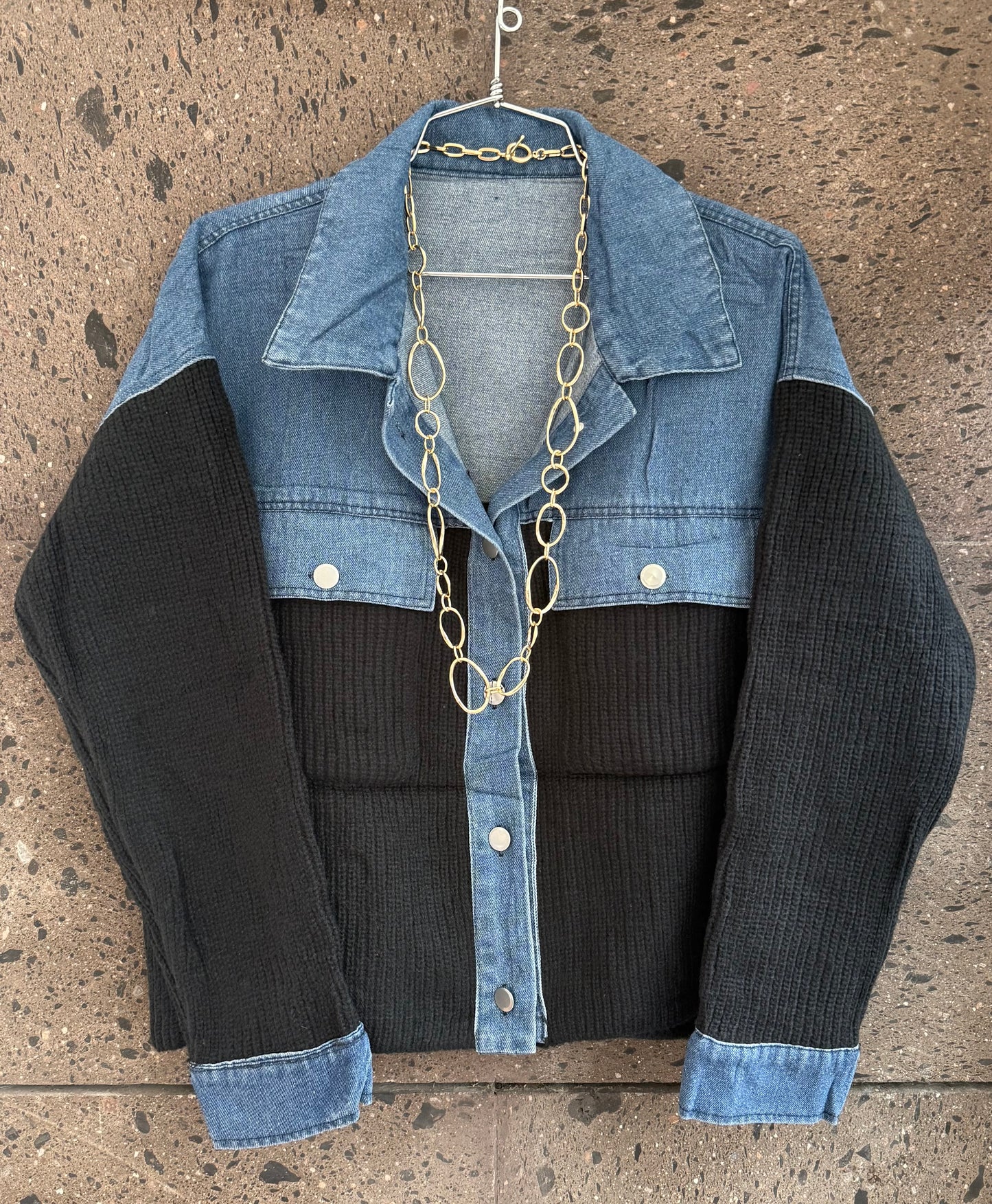 Sweter chamarra solapa Denim negro