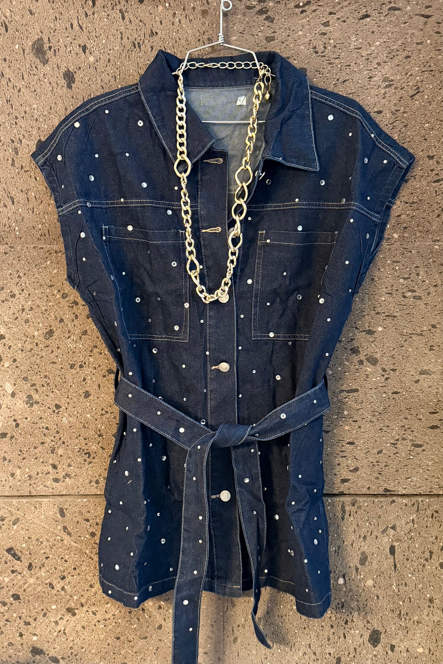 Camisa Denim brillos clara