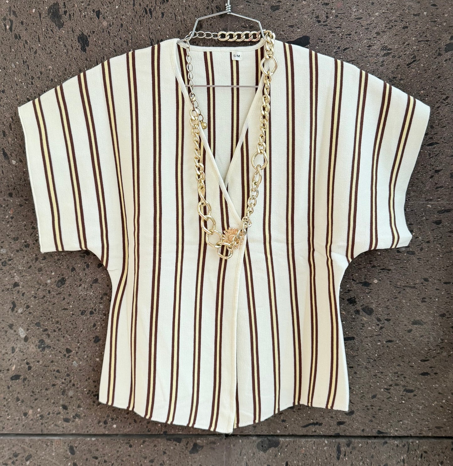 Blusa tejida rayas perla