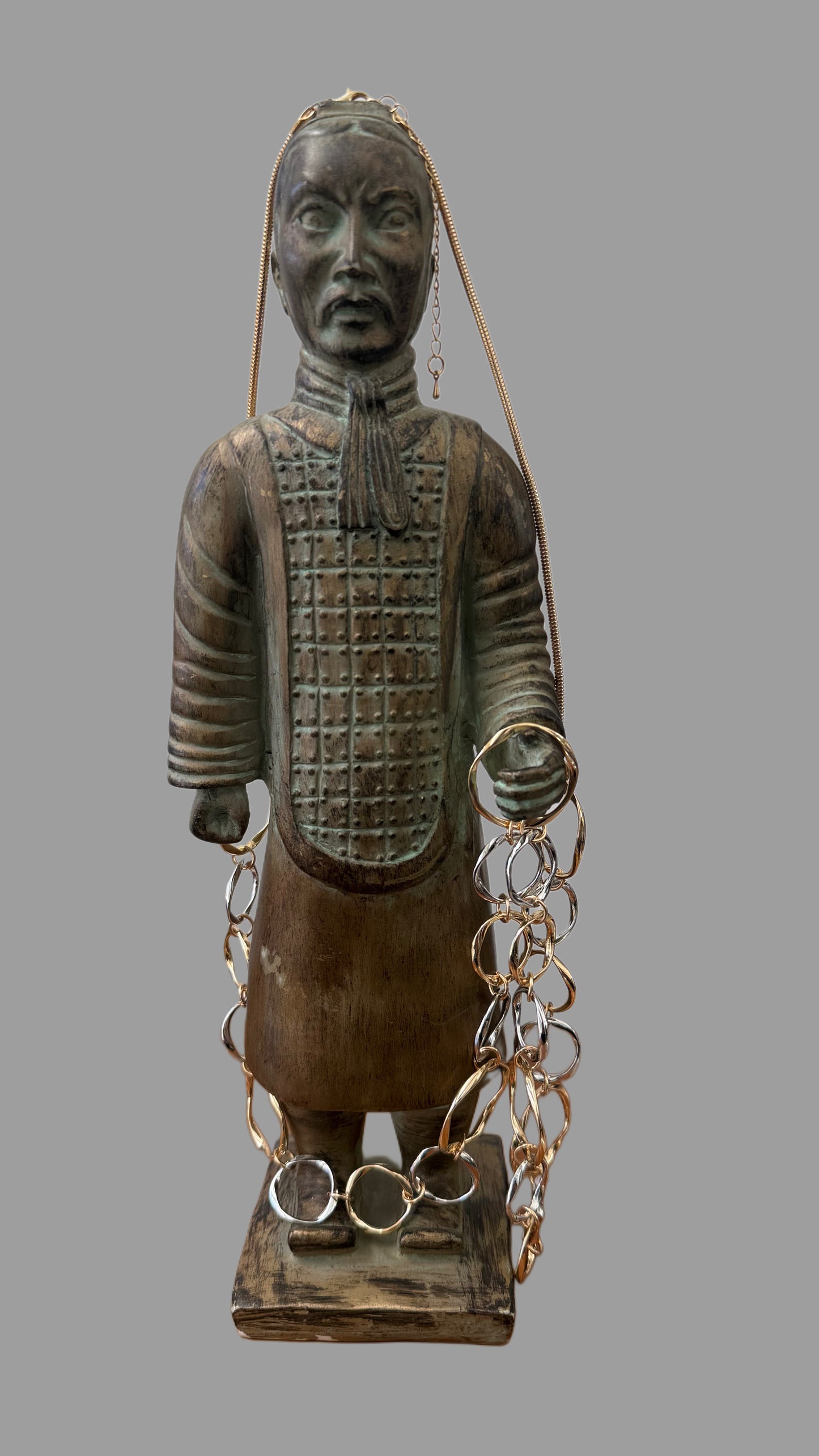 T Collar dorado plata delgado largo