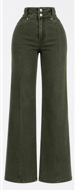 Jeans stretch flare olive