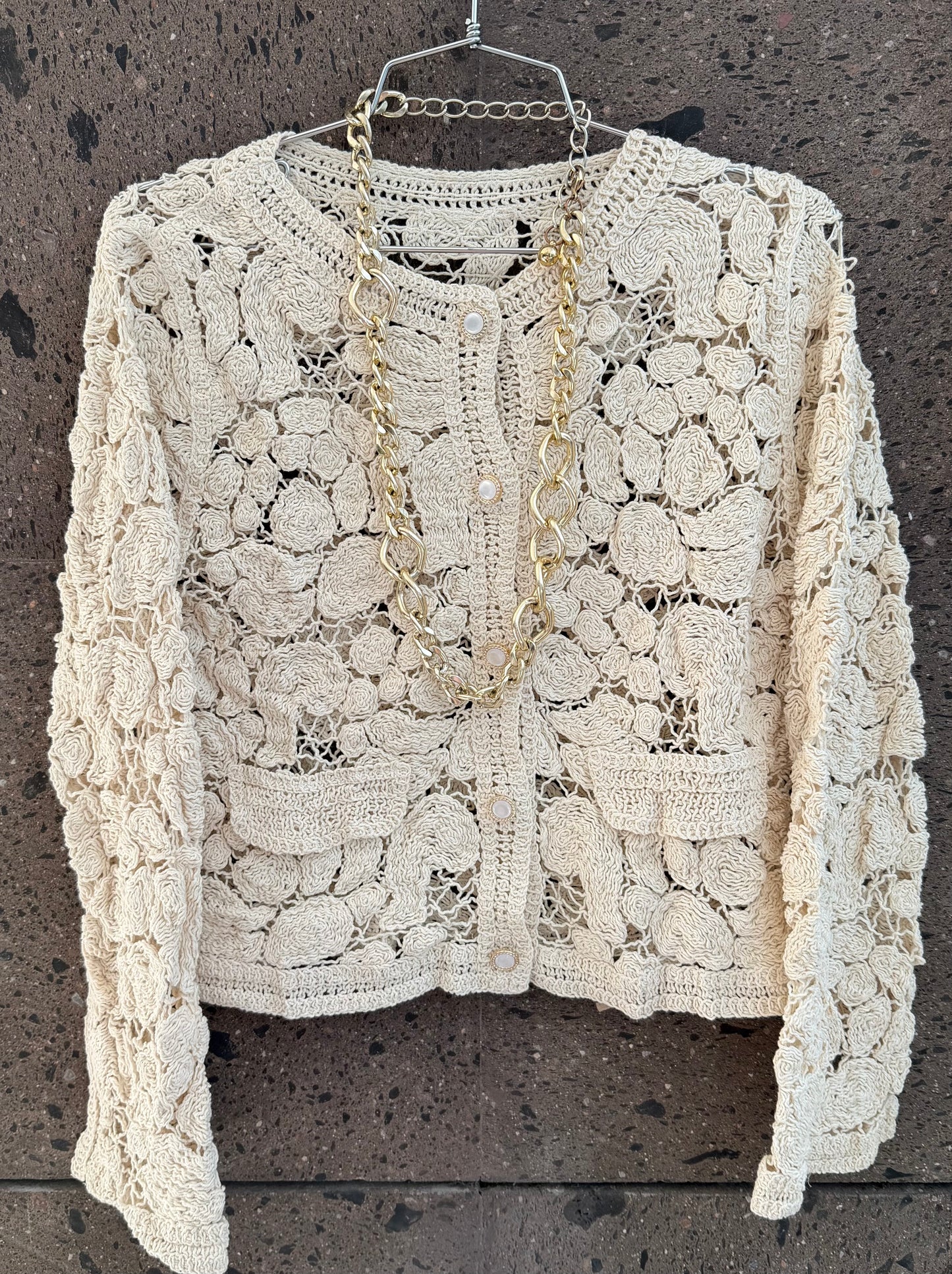 Blusa manga larga crochet