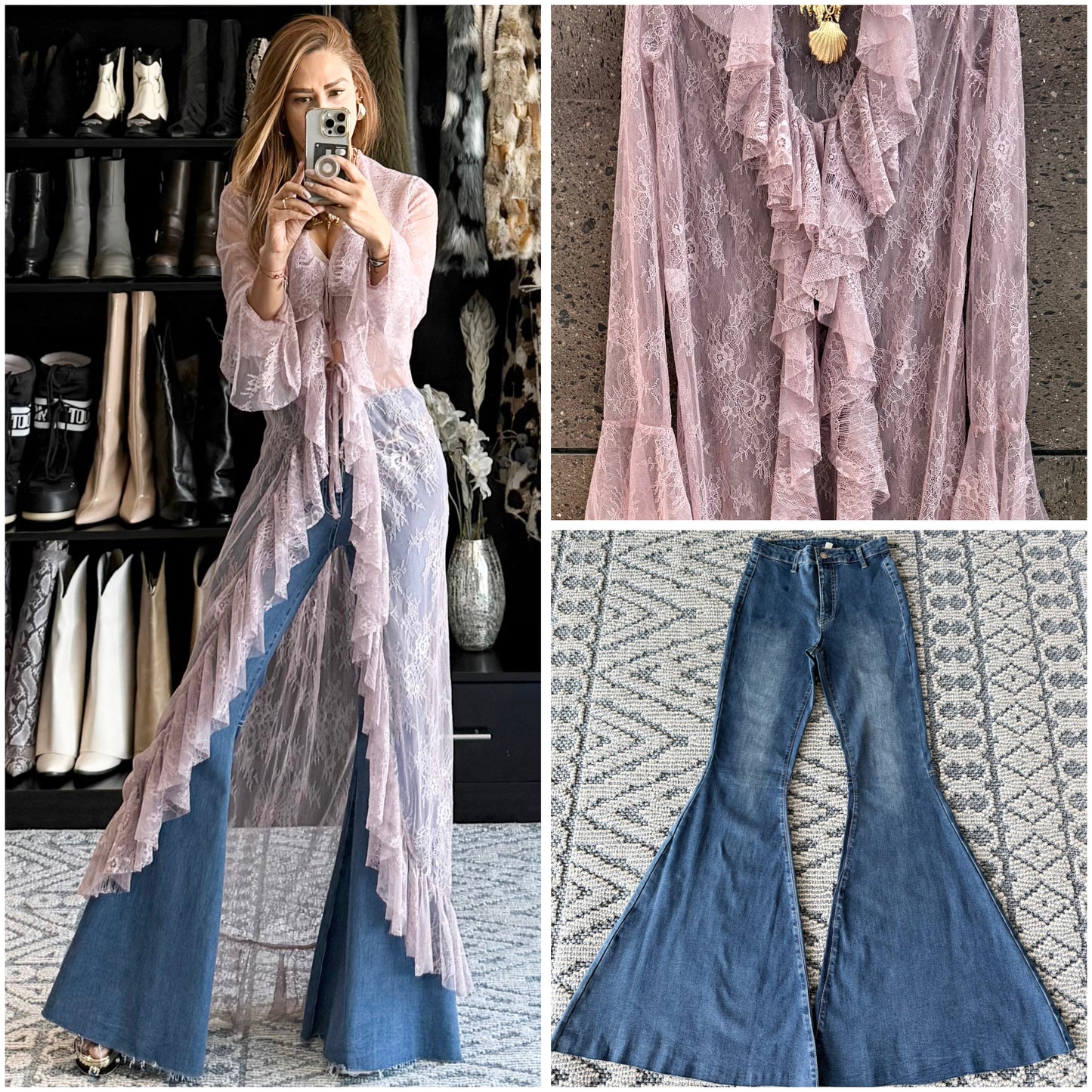 Jeans súper flare campana stretch