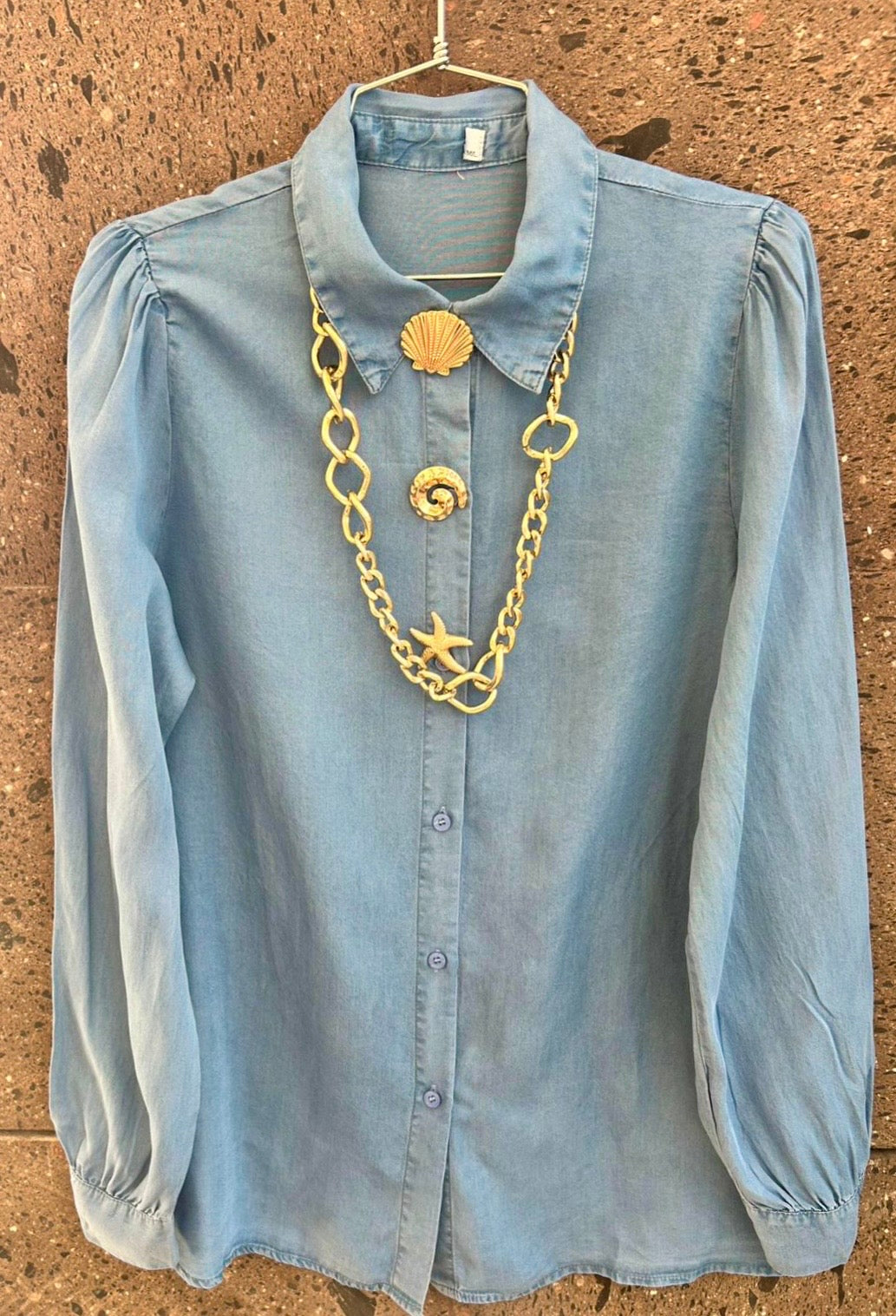 Camisa Denim botones oscura