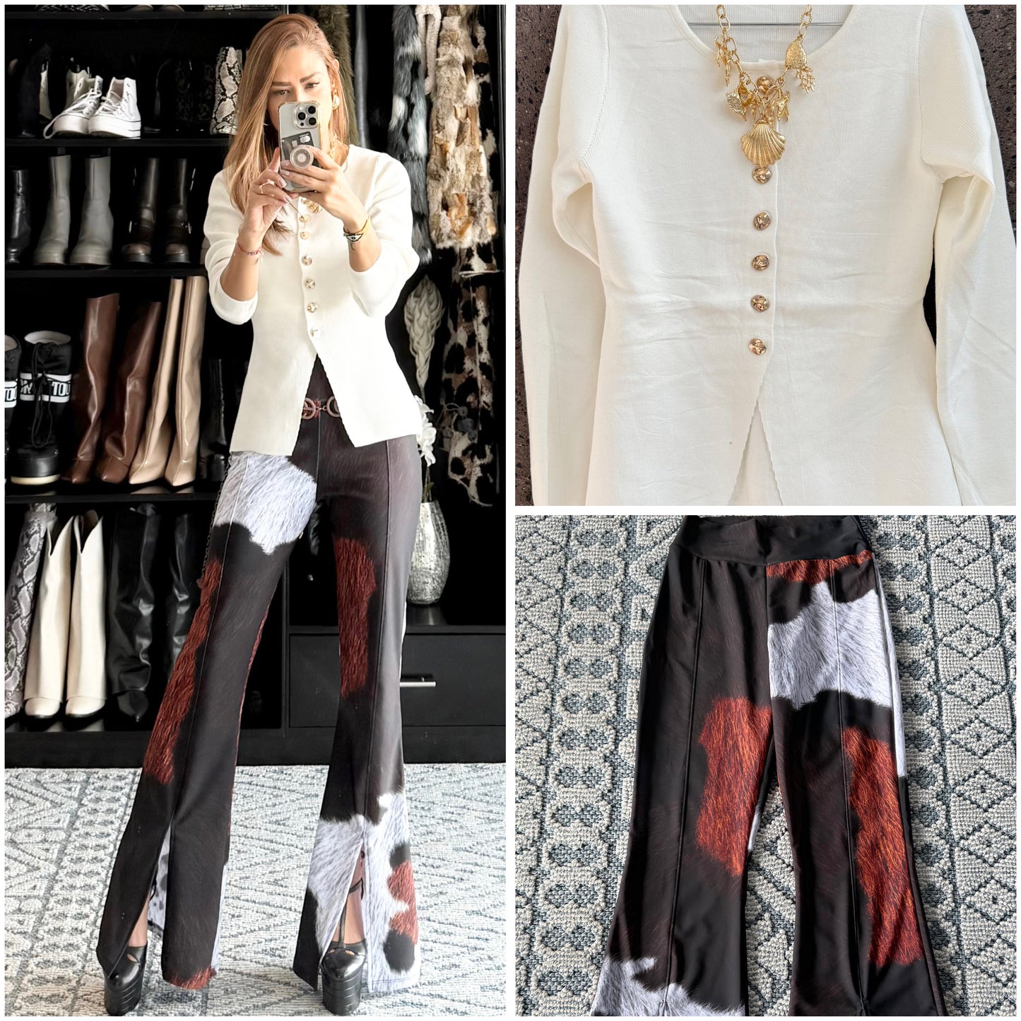 J pantalón print abertura