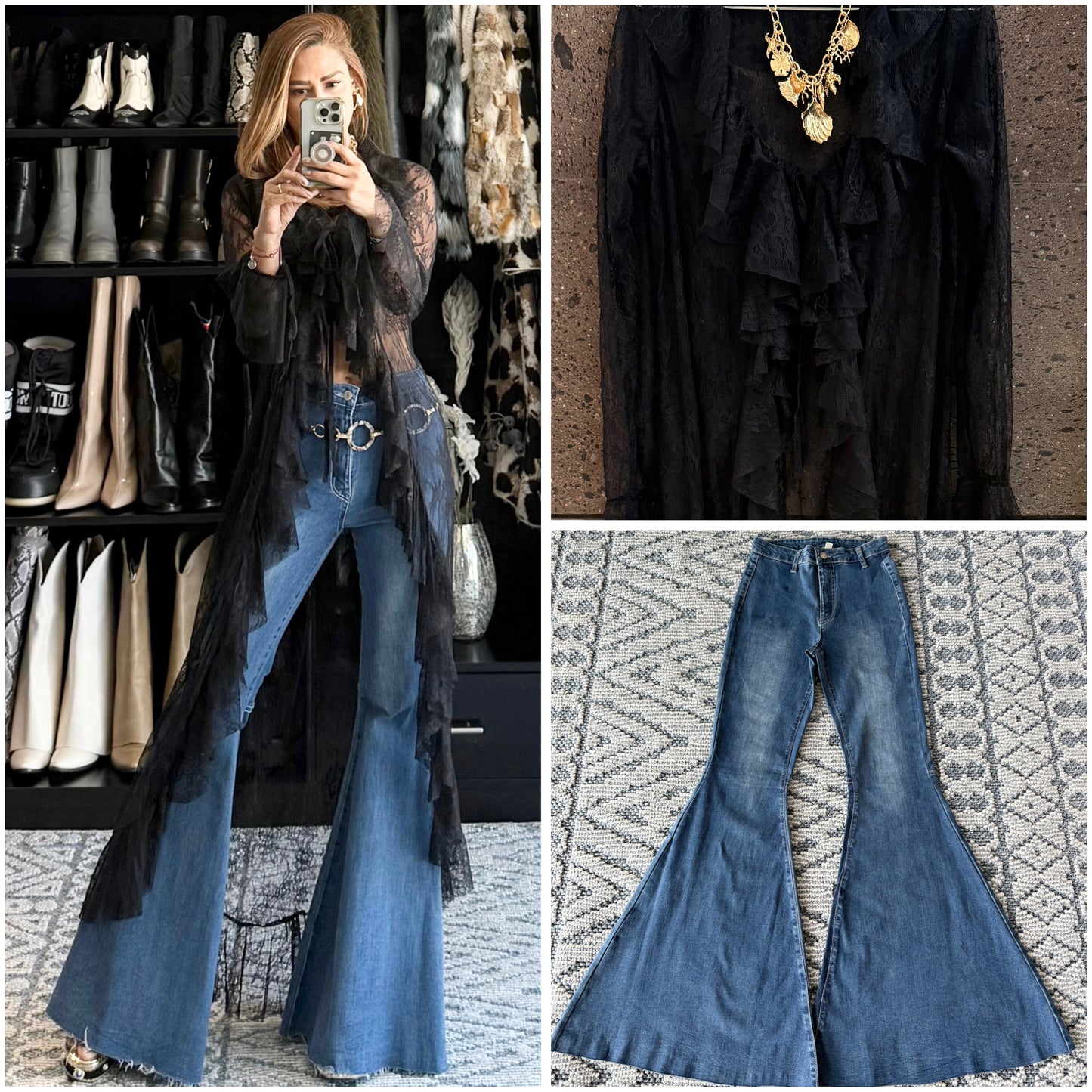 Jeans súper flare campana stretch
