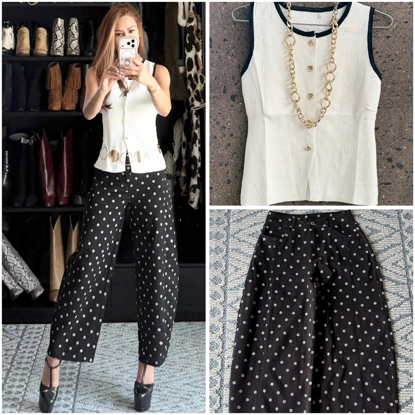 Jeans ballon polka negro stretch