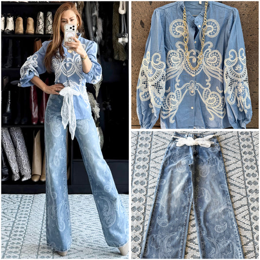 Camisa bordado Denim