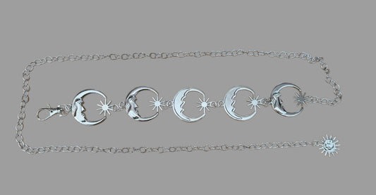 T cinturón cadena luna plata