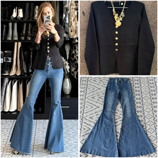 Sweter botón negro