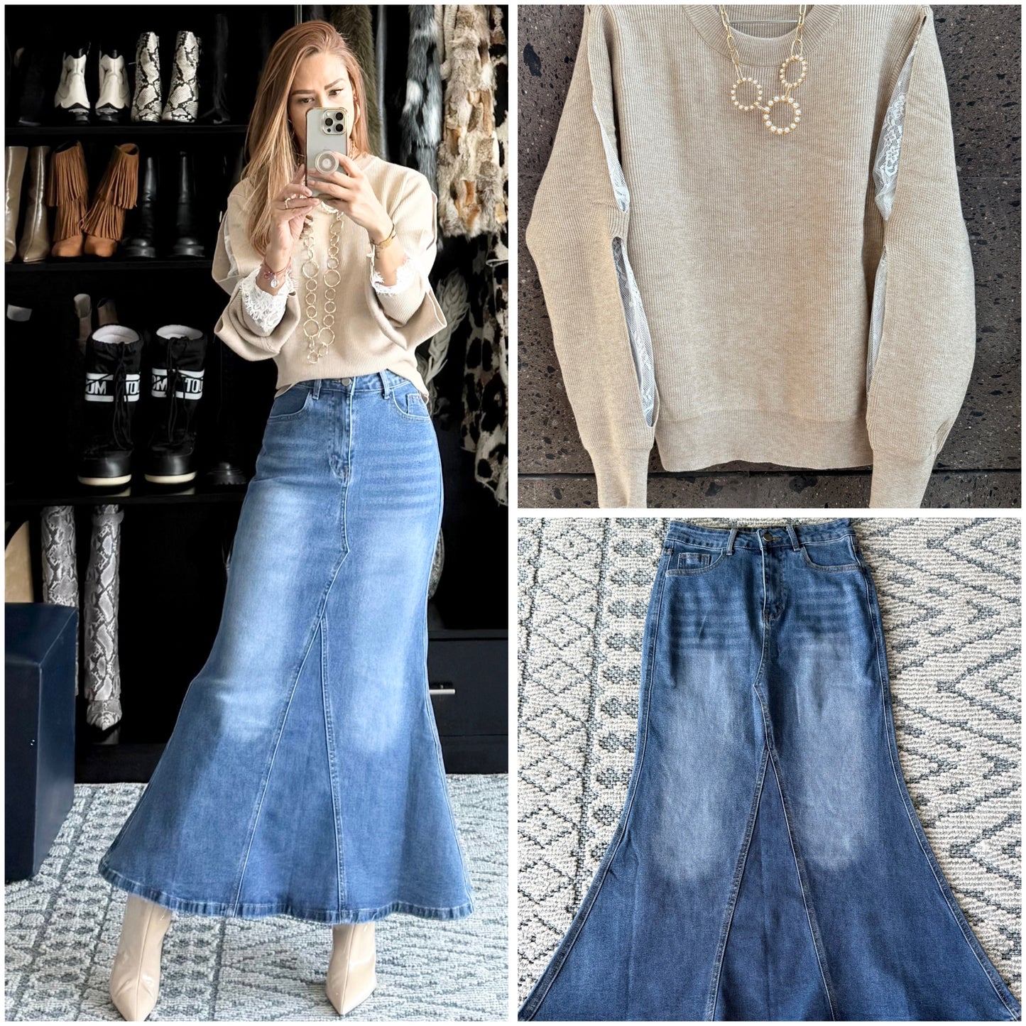 Falda denim stretch oscura