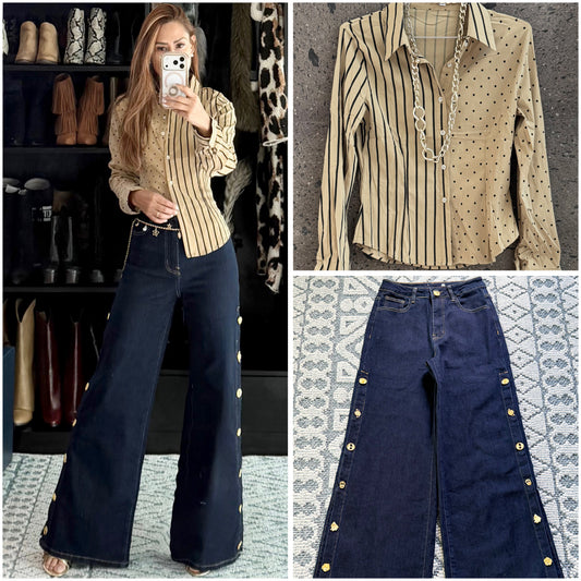 Camisa bolas raya stretch mocha