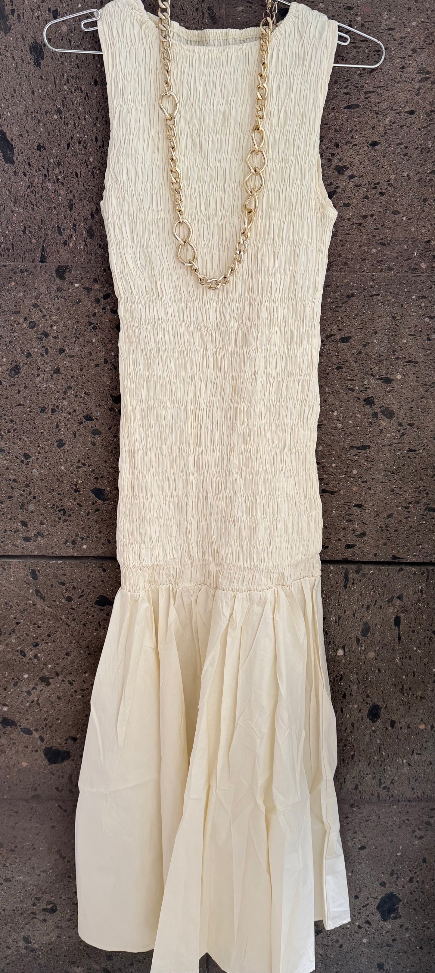 B Vestido panal perla