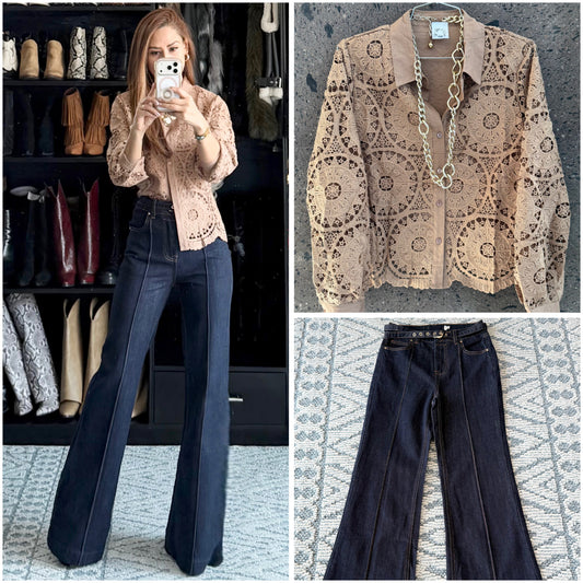 Jeans stretch dark flare