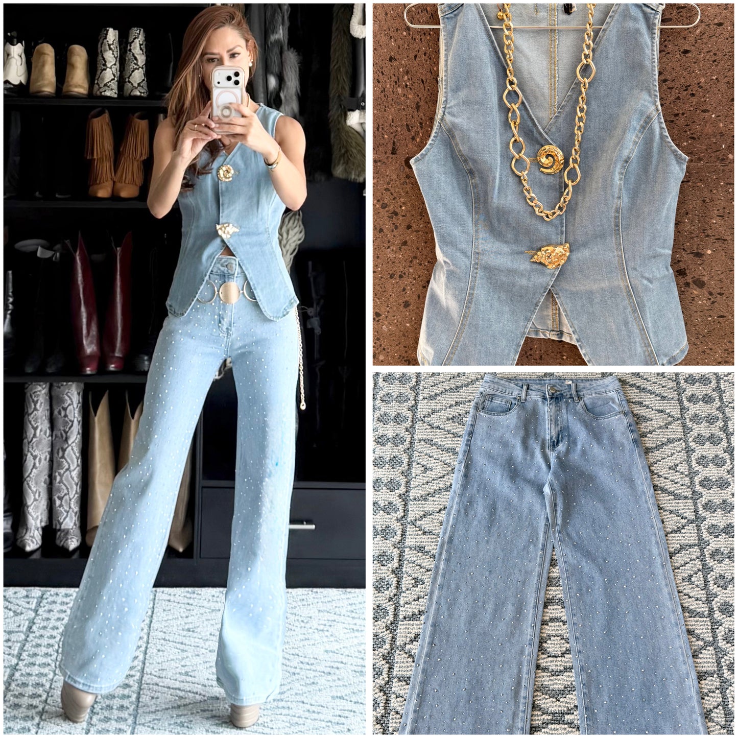 Jeans stretch Wide brillos