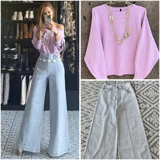 Sweter hombro caído lavanda