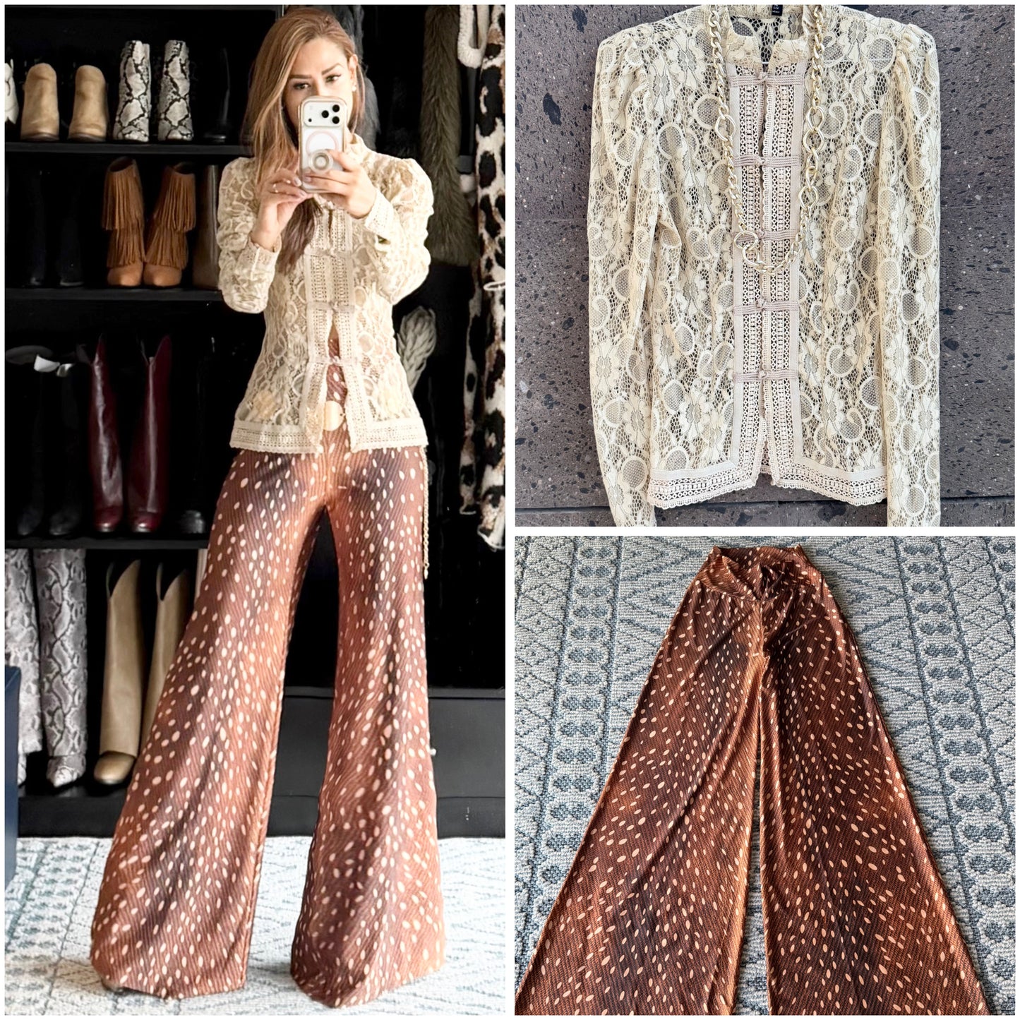 Chamarra Napoleón encaje beige