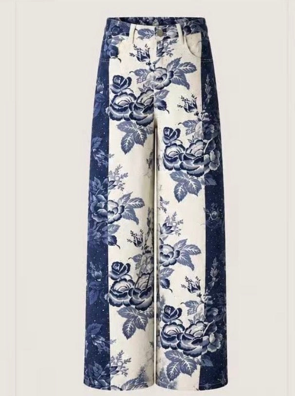 Jeans flores Blue