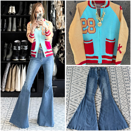 Sweter 89 Aqua rojo